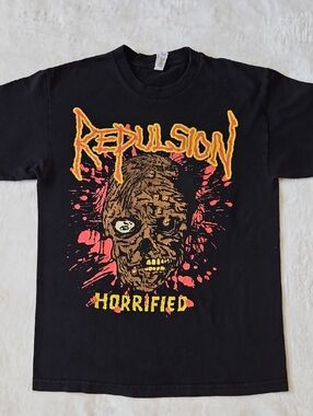 Repulsion 'Horrified' Graphic Black Men's Band T‑Shirt
